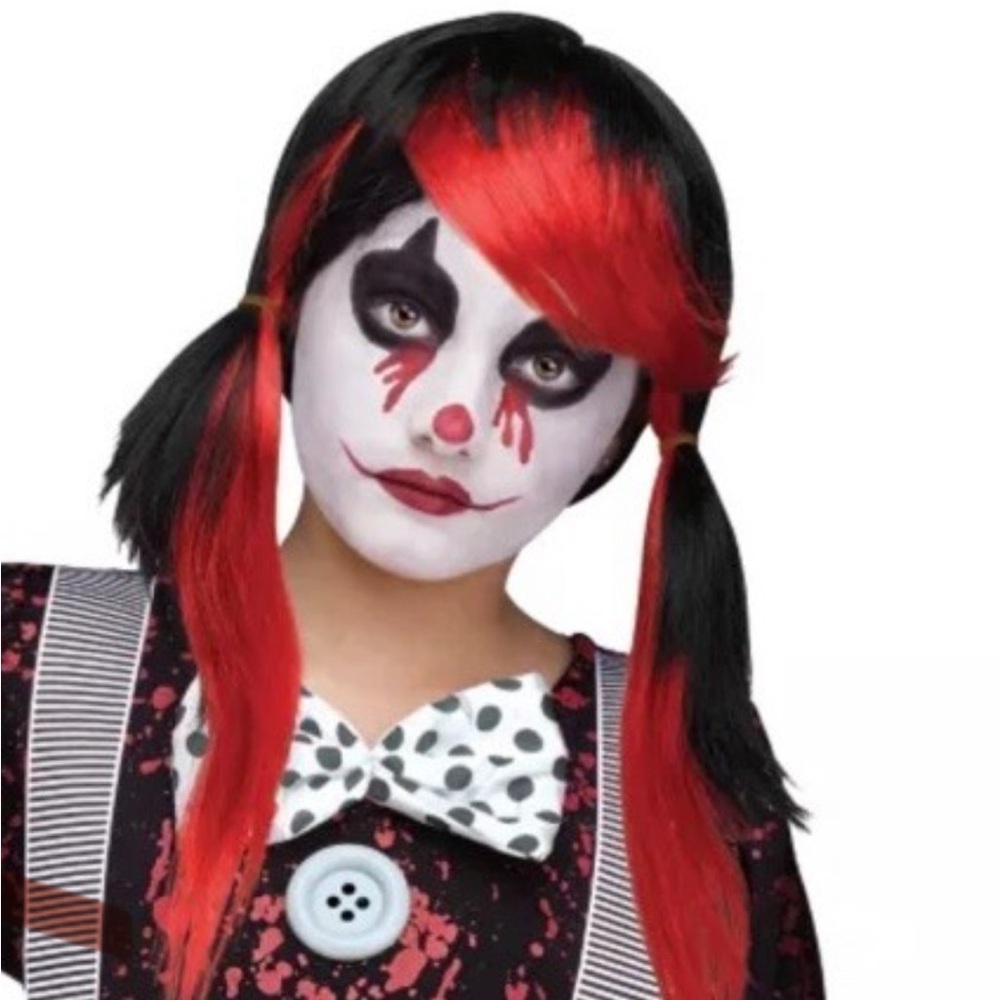 Black and Red Pigtails Wig